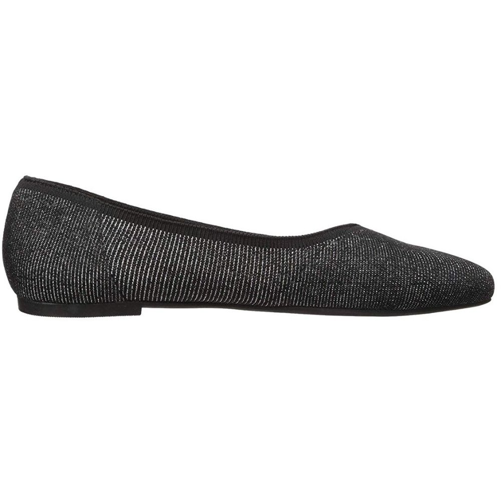 NEW Hush Puppies Sadie Knit Asymmetric V Cut Silver Shimmer Metallic Ballet Flat - Picture 3 of 10